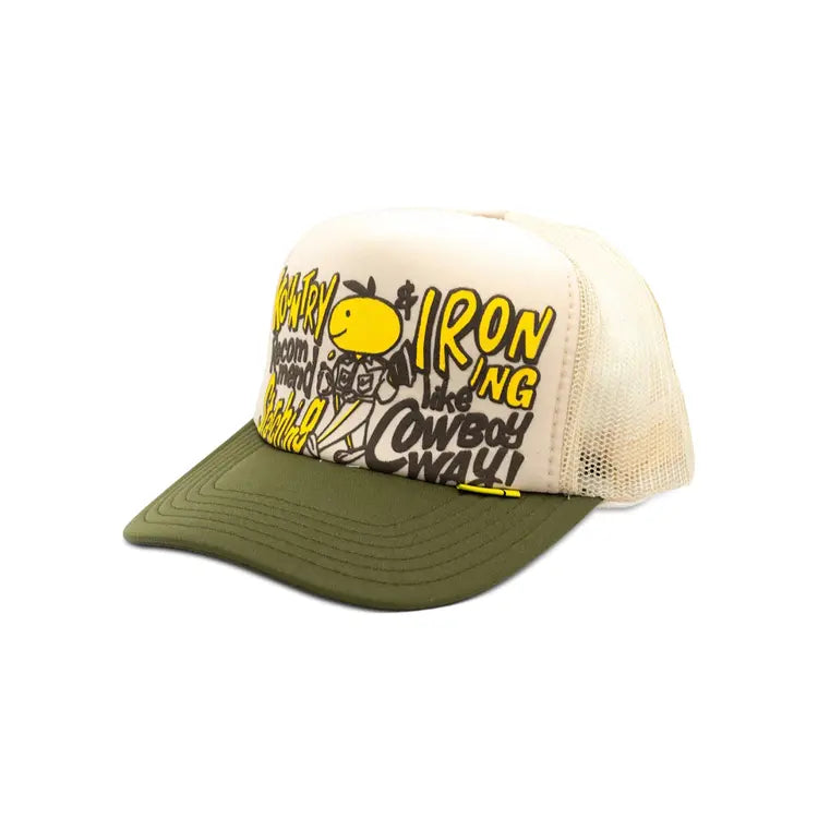 Kapital Coneycowbowy Trucker Cap Ecru Dark Green