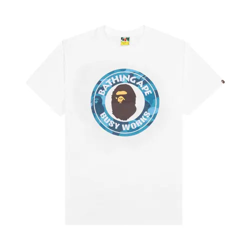 BAPE Honeycomb Camo Busy Works Tee White Blue