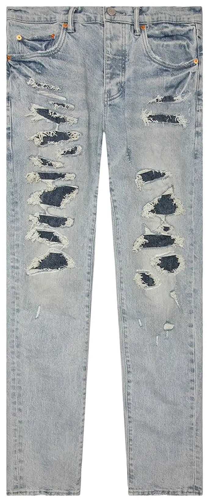 Purple Brand Low Rise Skinny Jeans Light Indigo Destroy Repair