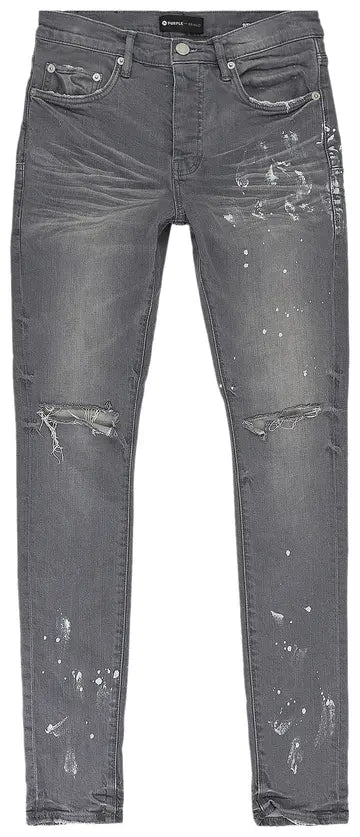 Purple Brand P001 Worn Knee Slit Skinny Jeans Grey