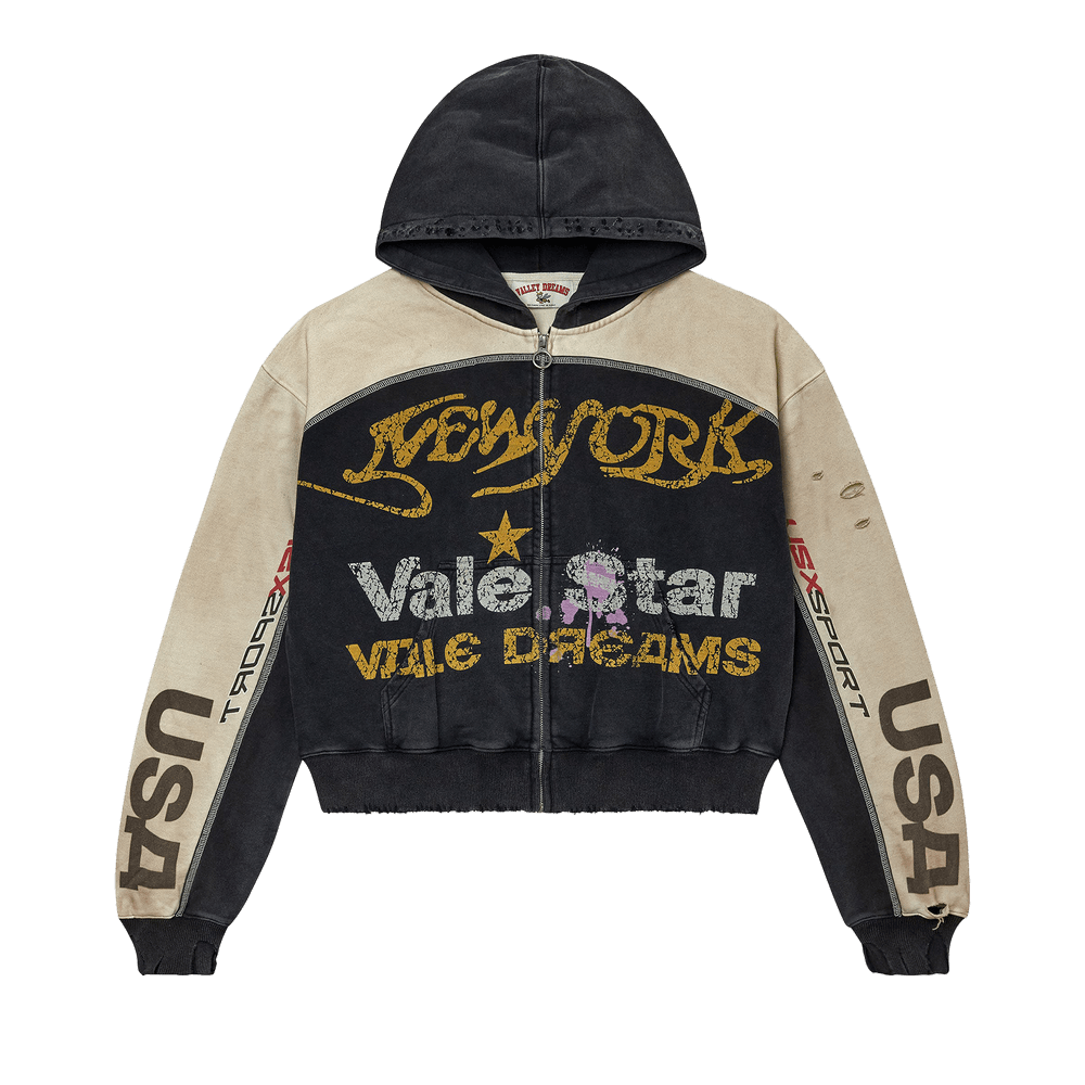 Vale Forever Vale Star Zip Up Hoodie Dust Black Tan