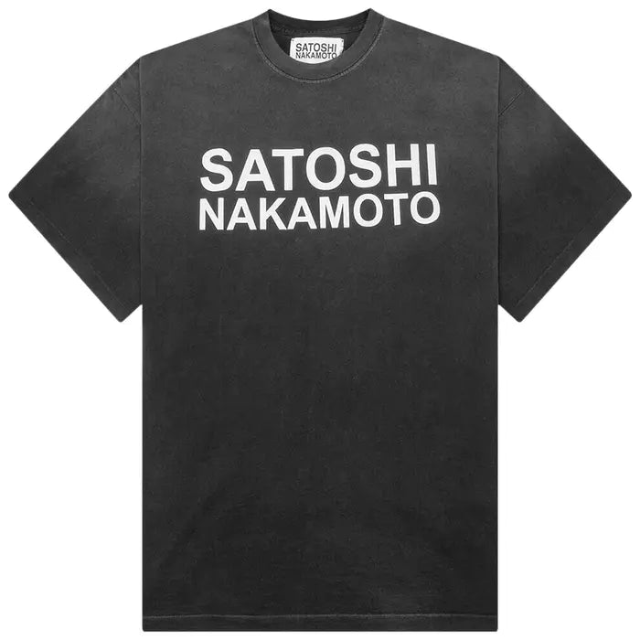 Satoshi Nakamoto Stencil Logo Tee Black