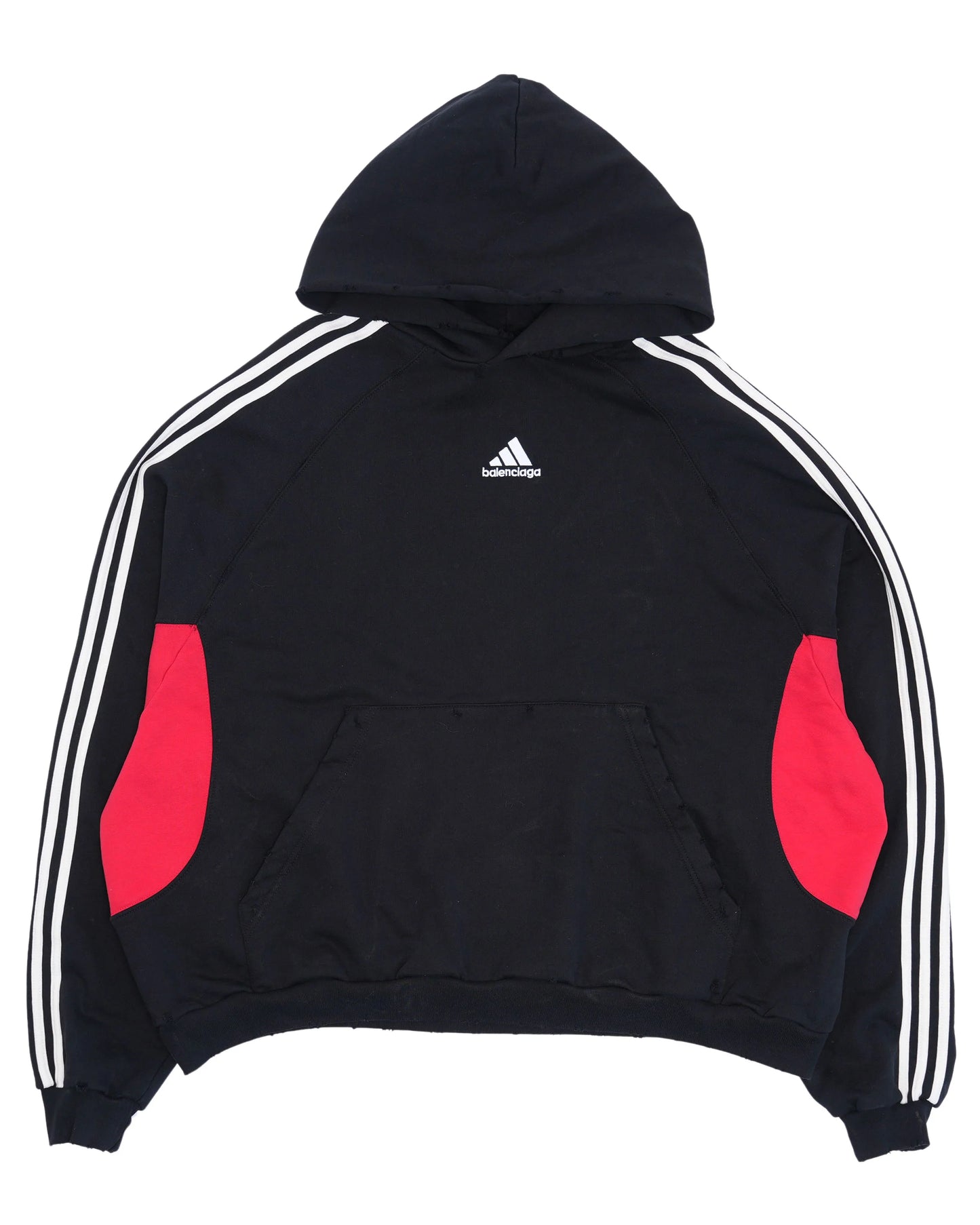 Balenciaga x adidas Striped Panel Pullover Hoodie Black Red