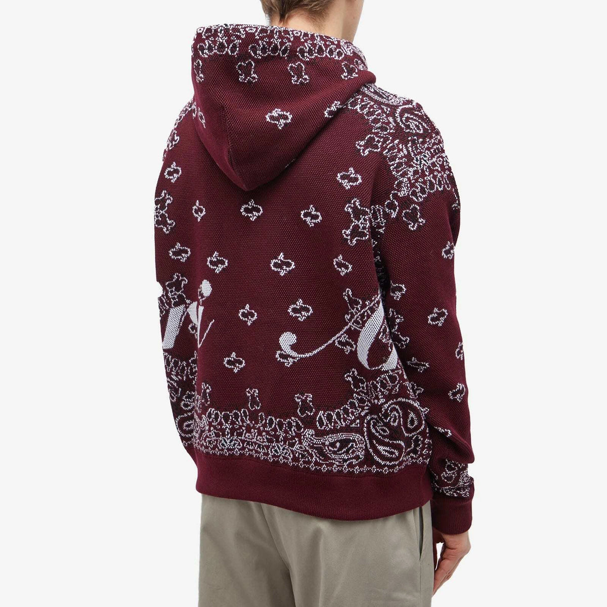 AMIRI Bandana Knit Hoodie Burgundy