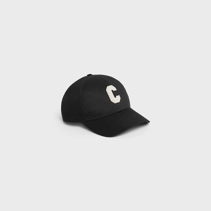 Celine Initial Logo Baseball Cap Cotton Black