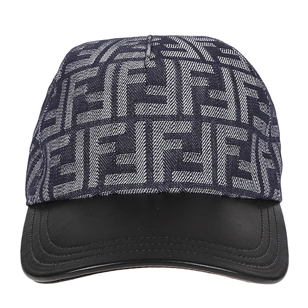 Fendi FF Monogram Jaquard Baseball Cap Denim Black