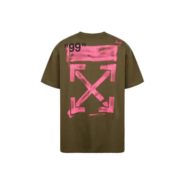 Off White Impressionism Pink Arrow T-Shirt Green