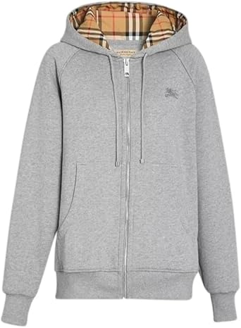 Burberry Claredon Nova Check Zip Up Hoodie Grey