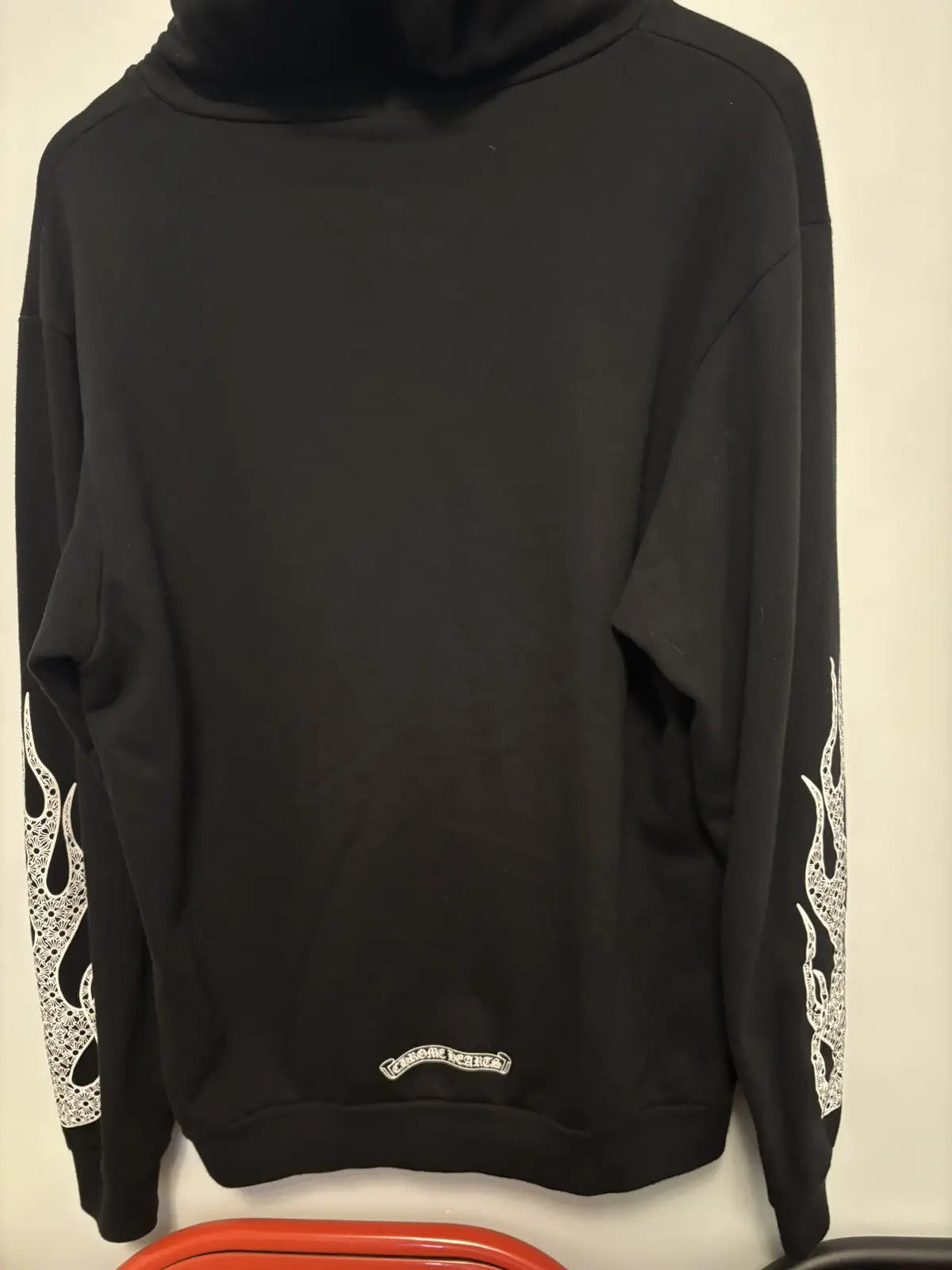 Chrome Hearts Cross Flame Vertical Logo Black Hoodie