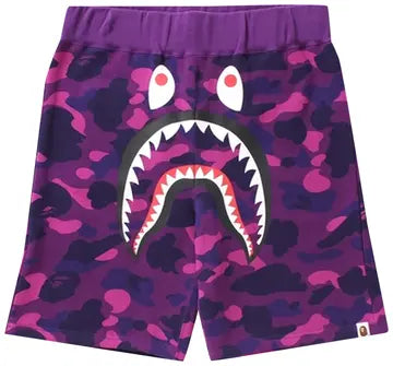 BAPE Color Camo Shark Sweat Shorts Purple