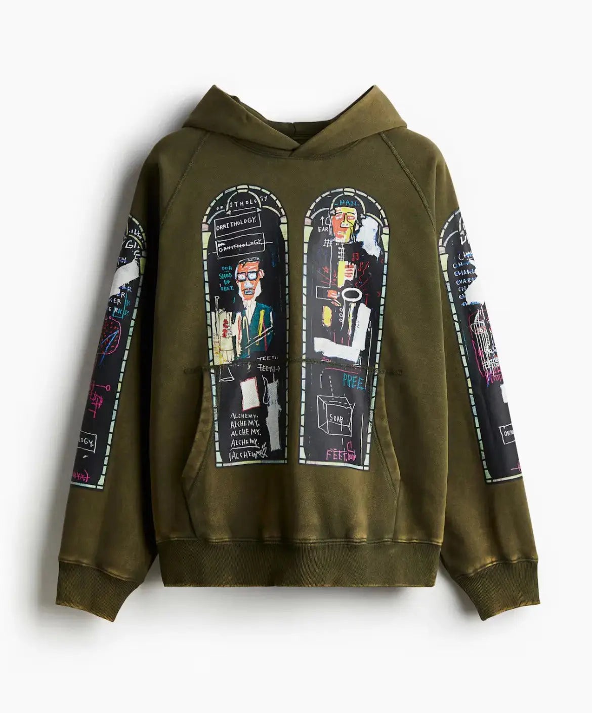 Who Decides War H&M Jean-Michel Basquiat Windows Hoodie Olive