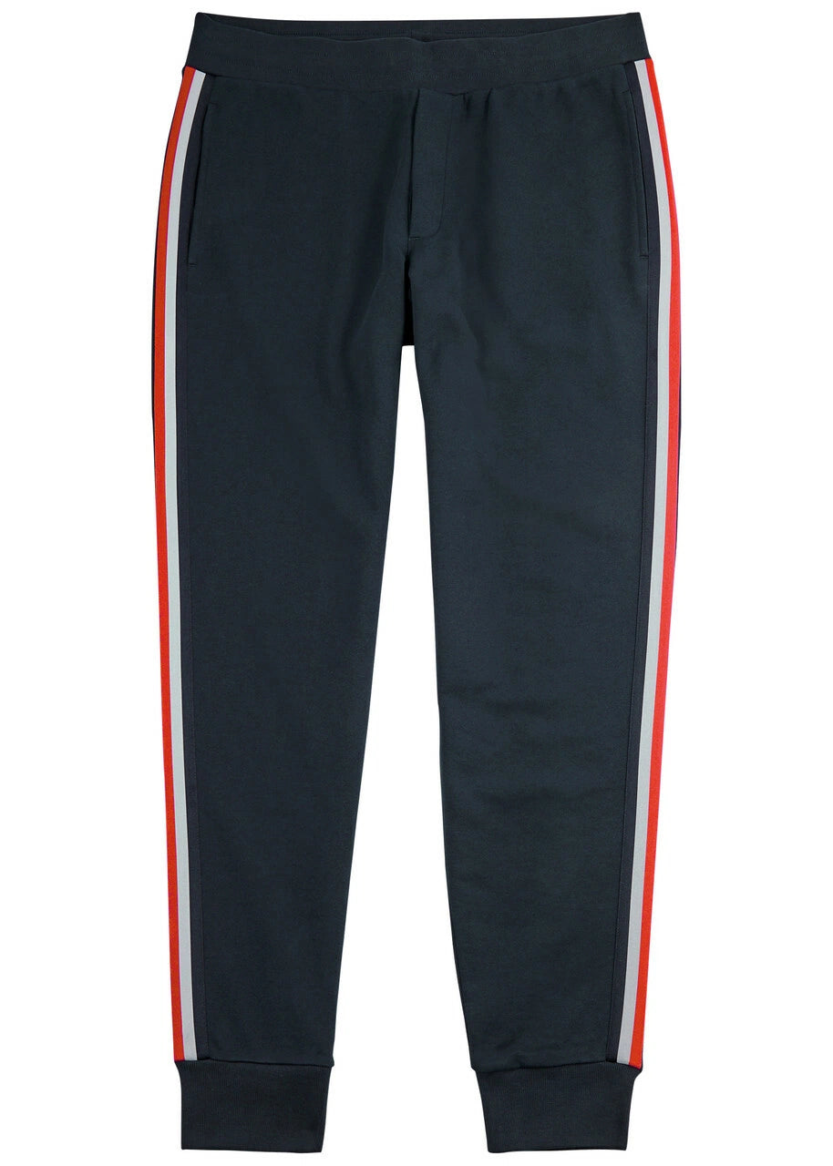 Moncler Striped Cotton Sweatpants Navy