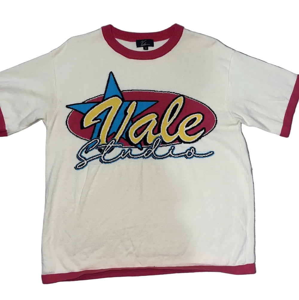 Vale Forever Ringer Knit Shirt Creme Red