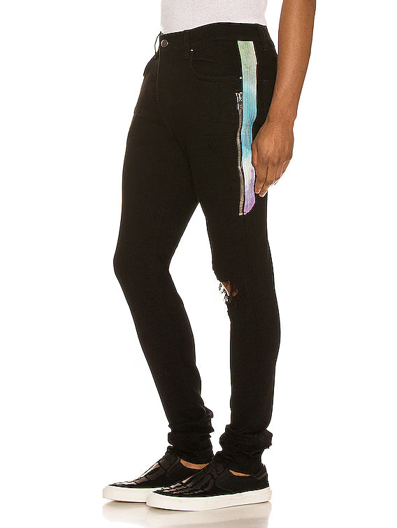 AMIRI Watercolor Half Track Jeans Black