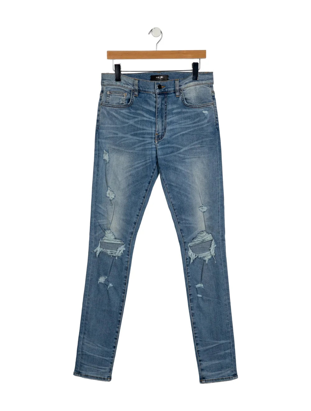 AMIRI Slash Distressed Skinny Jeans Indigo
