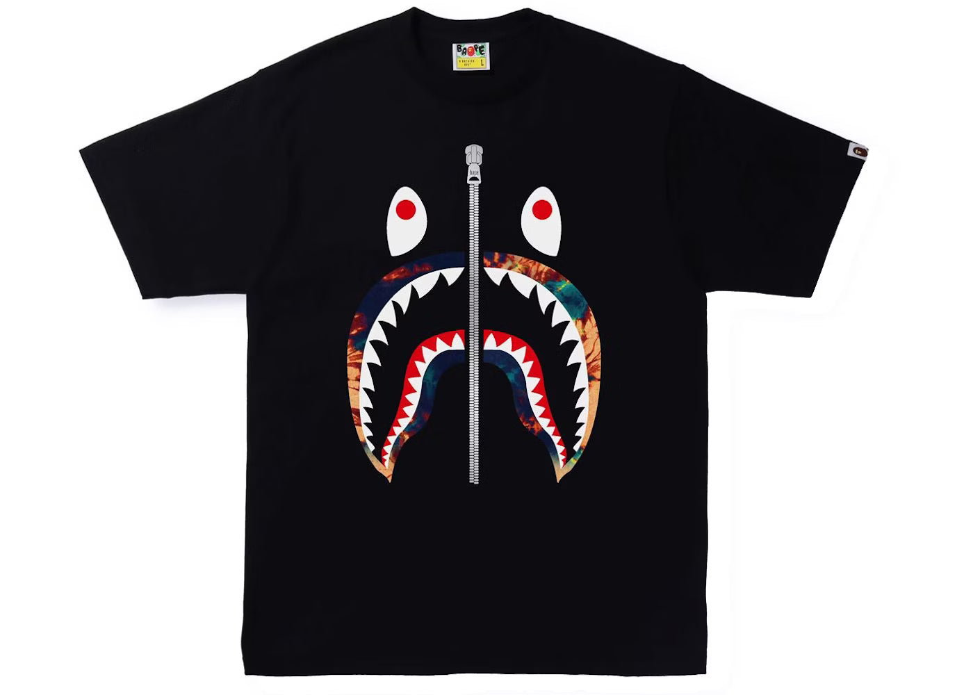 BAPE Tie Dye Shark Tee Black Navy