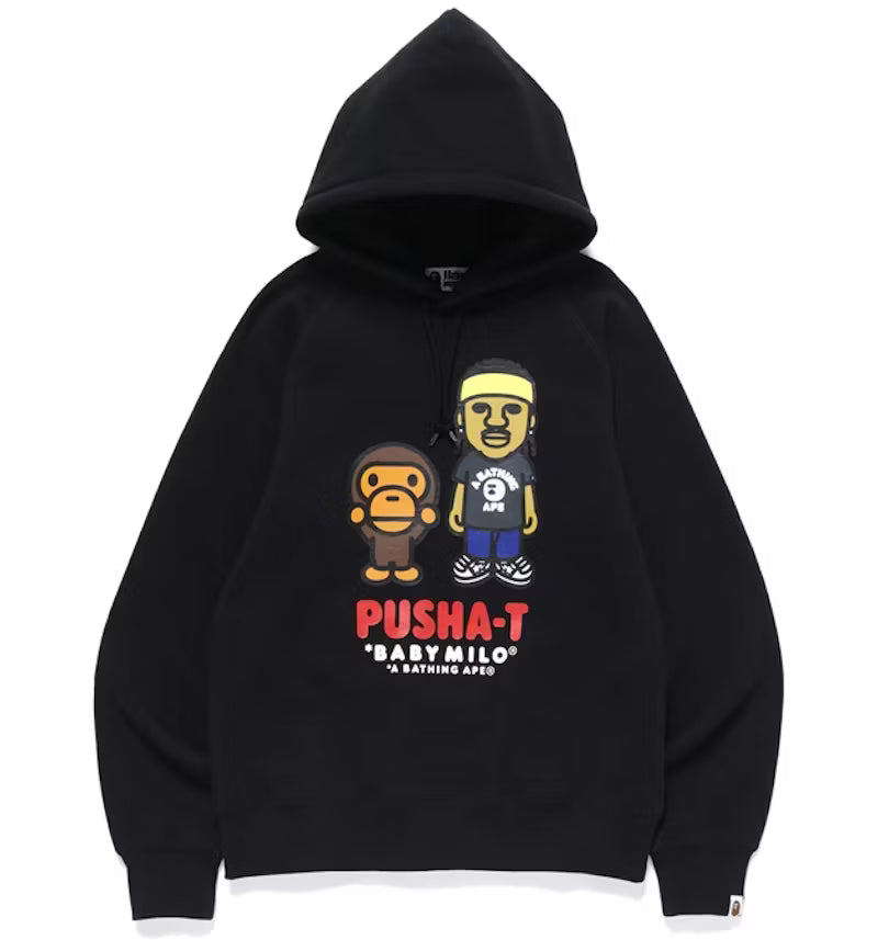 BAPE x Pusha T Baby Milo Pullover Hoodie Black