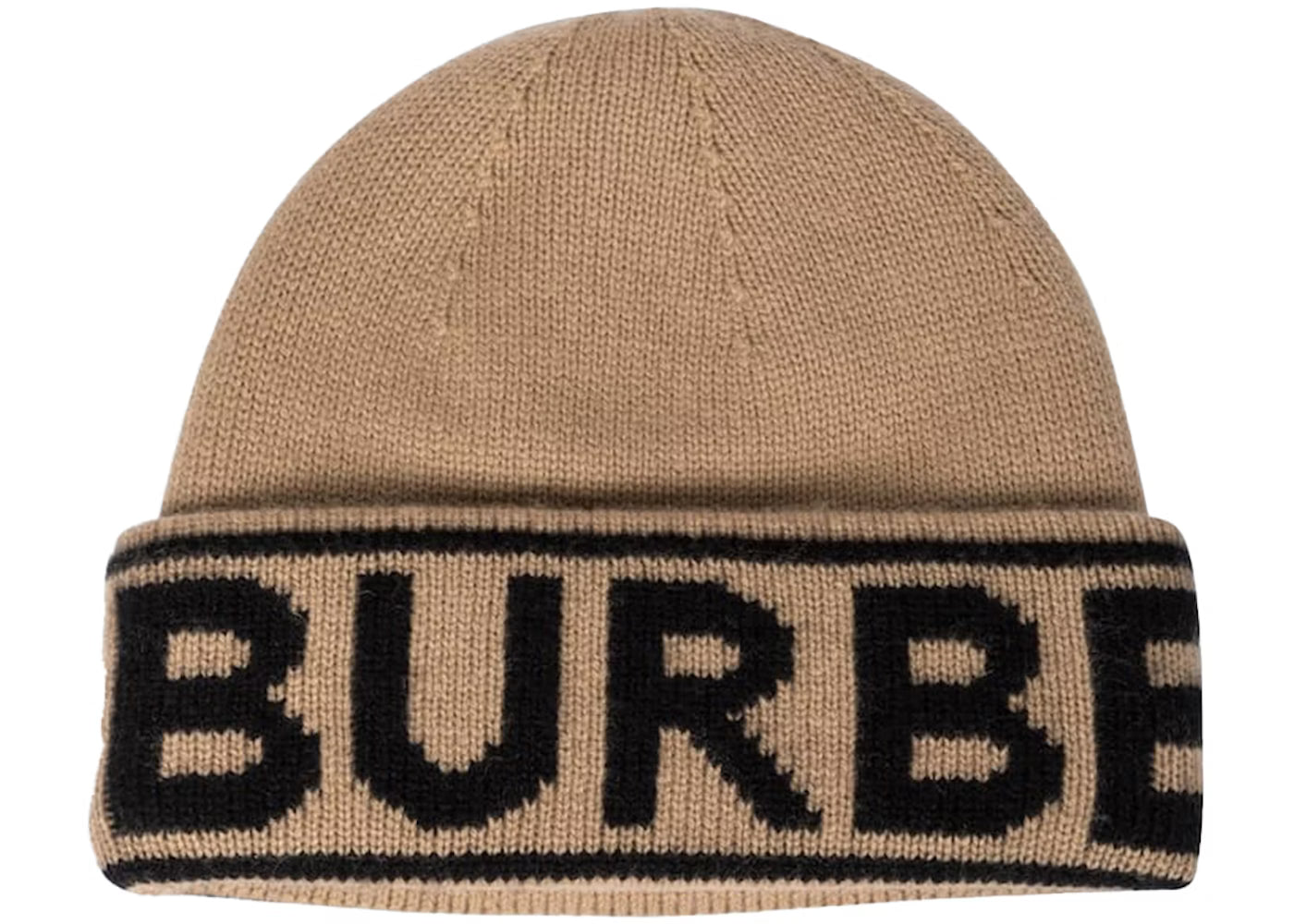 Burberry Cashmere Logo Beanie Camel Black