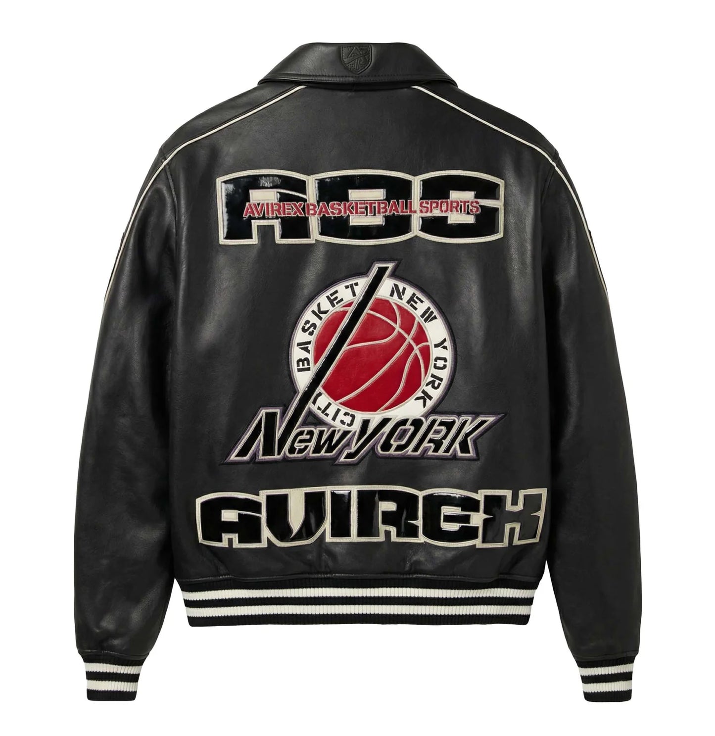 Avirex Basketball Leather Jacket Black