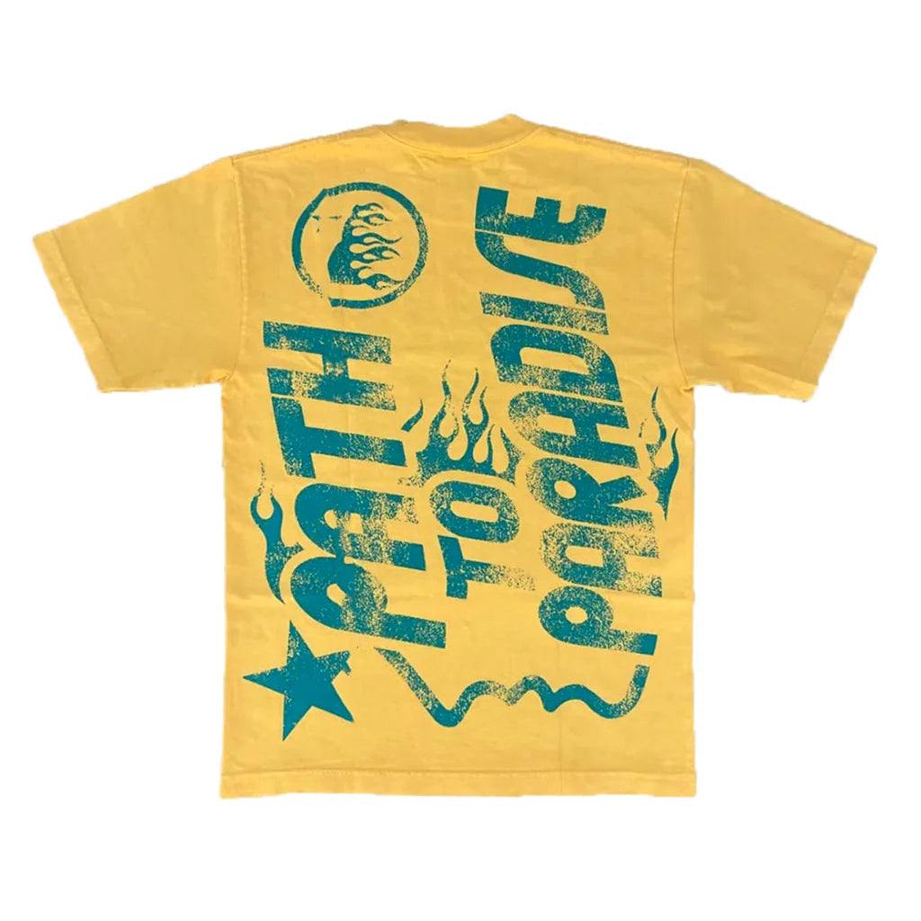 Hellstar Jesus Emblem Tee Yellow Green