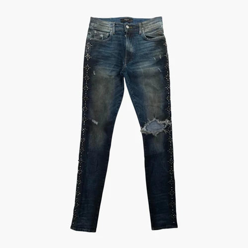 Amiri Studded Thrasher Jeans Rust Indigo