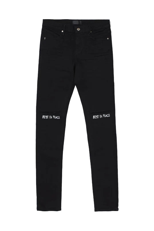 RTA Bryant Rest In Peace Jeans Black White