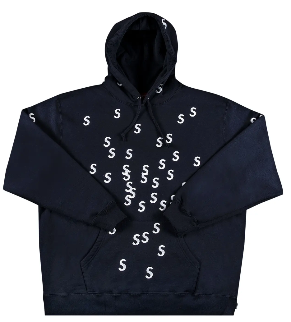 Supreme Embroidered S Hooded Sweatshirt Navy