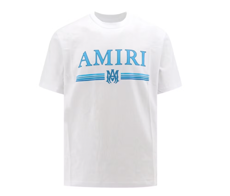 AMIRI MA Bar Logo Tee White Blue