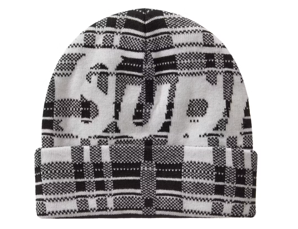 Supreme Big Logo Beanie Beanie (FW23) White Plaid
