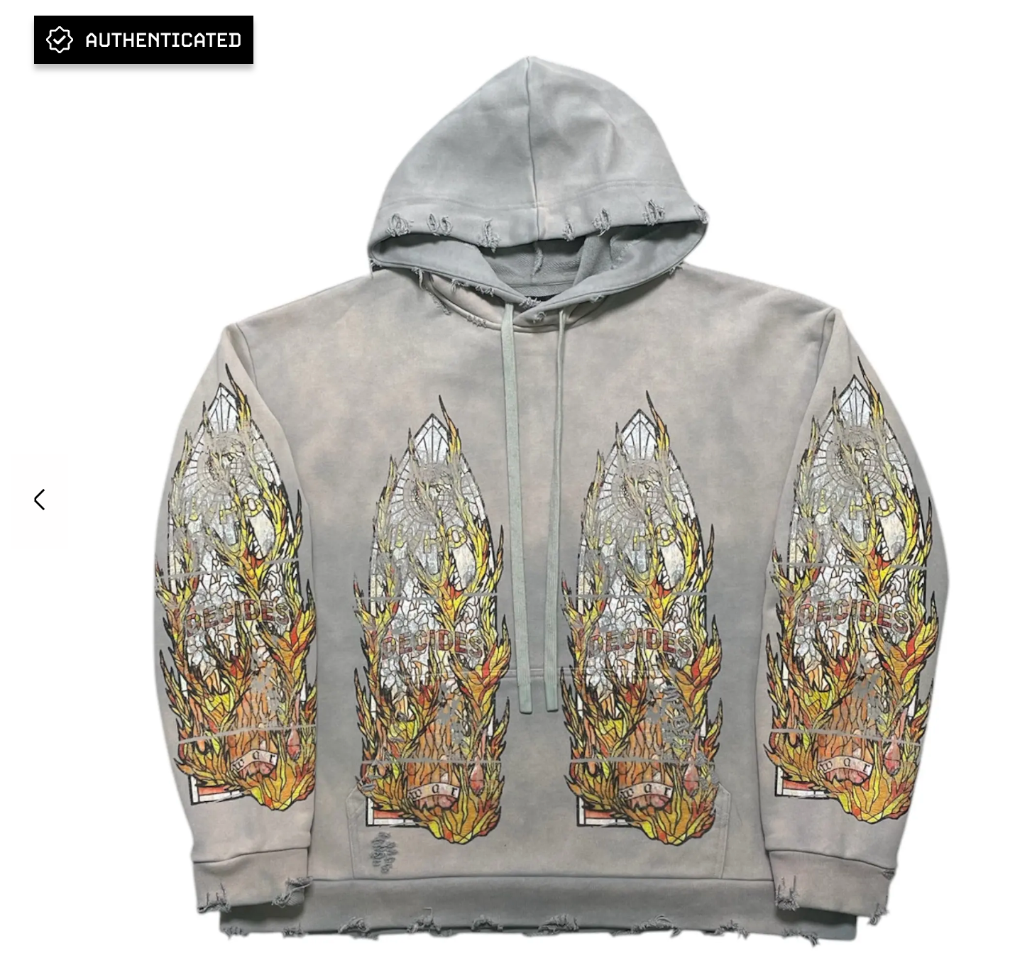 Who Decides War Faded Flame Glass Hoodie Vintage Grey