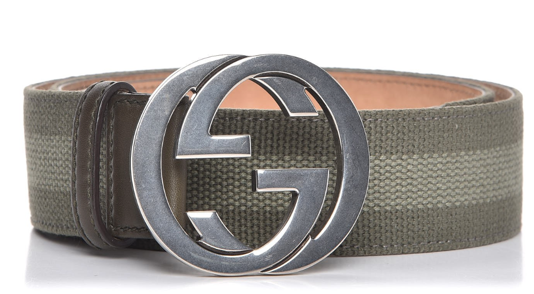 Gucci Canvas Web Interlocking G Belt Green