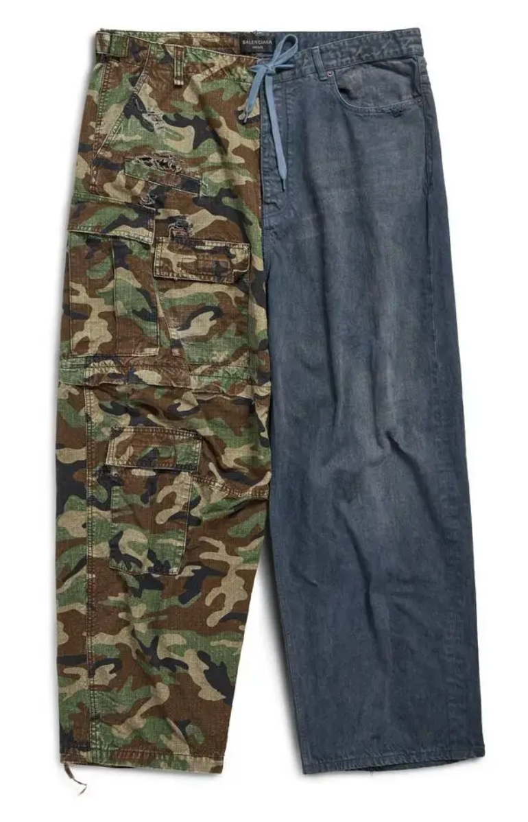 Balenciaga Dark Camo Hybrid Baggy Pants Dark Blue