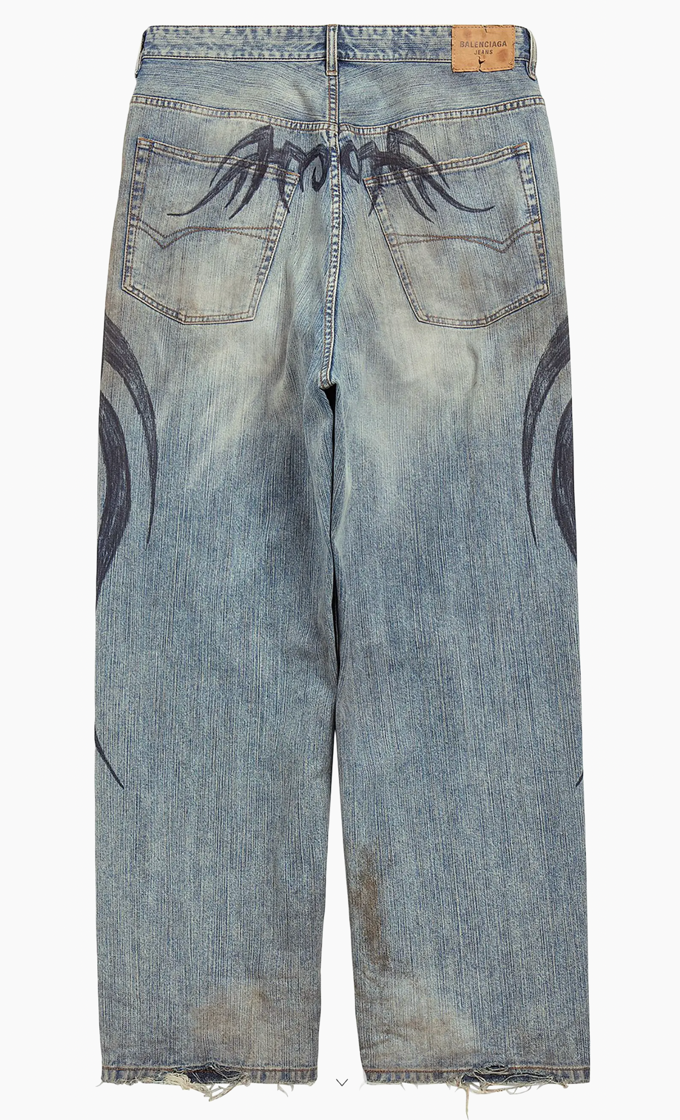 Balenciaga Tattoo Y2k Stretched Knee Baggy Pants