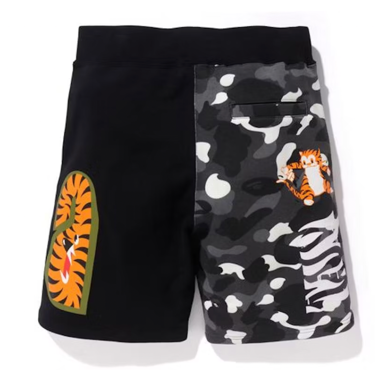 BAPE City Camo Tiger Shark Sweat Shorts Black