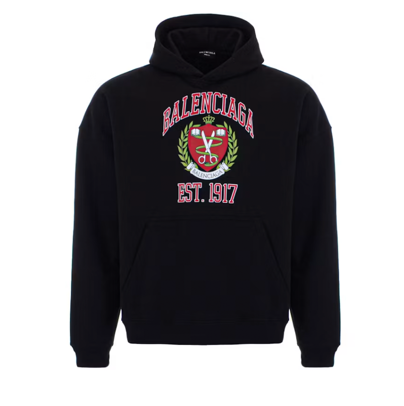 Balenciaga College wide fit Hoodie Black