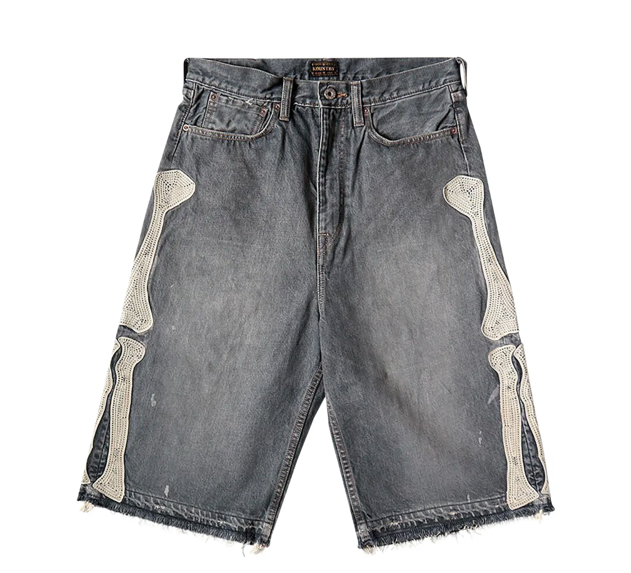 Kapital Bone Skeleton Denim Shorts Black