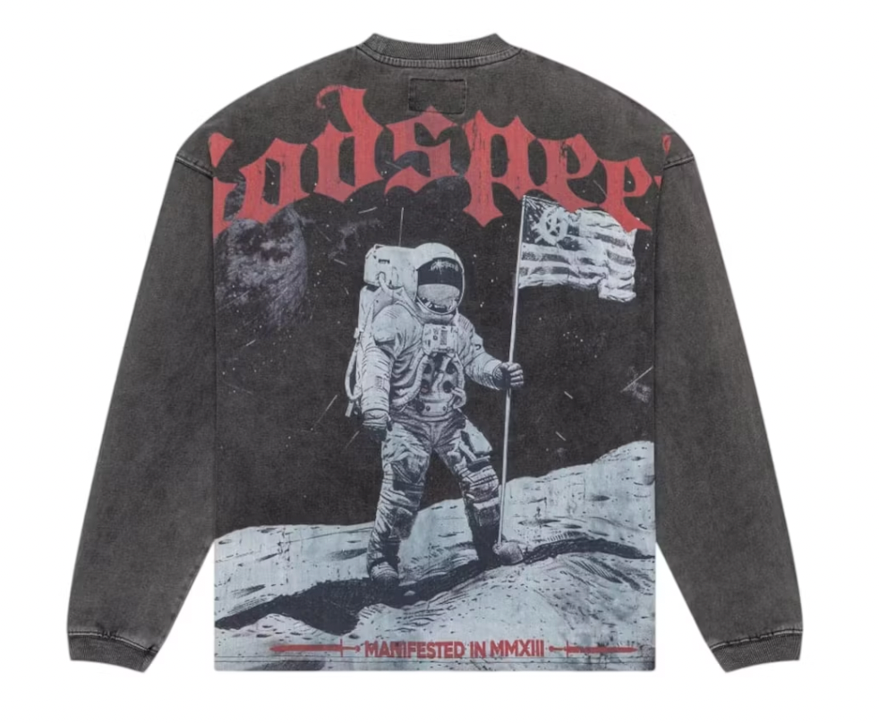 Godspeed Apollo 11 (1969) L/S Tee Grey Wash