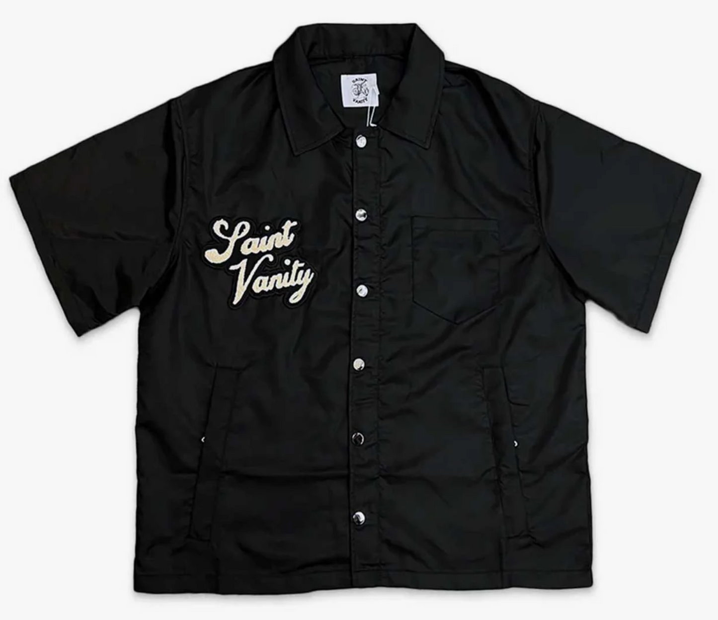 Saint Vanity Nylon Button Up Tee Black