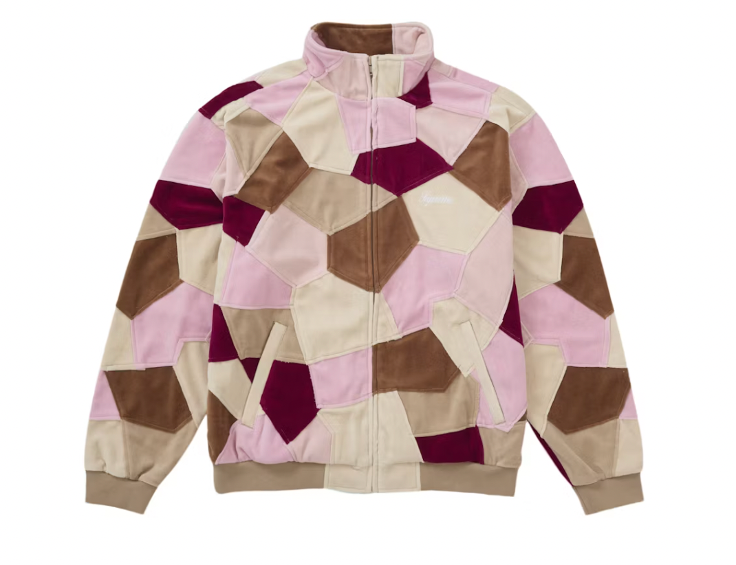 Supreme Patchwork Velour Track Jacket Tan