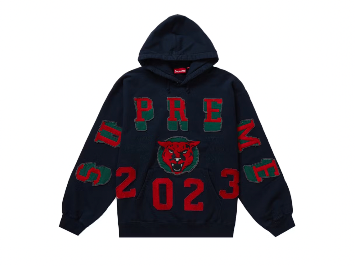 Supreme Washed Panther Hooded Sweatshirt Navy