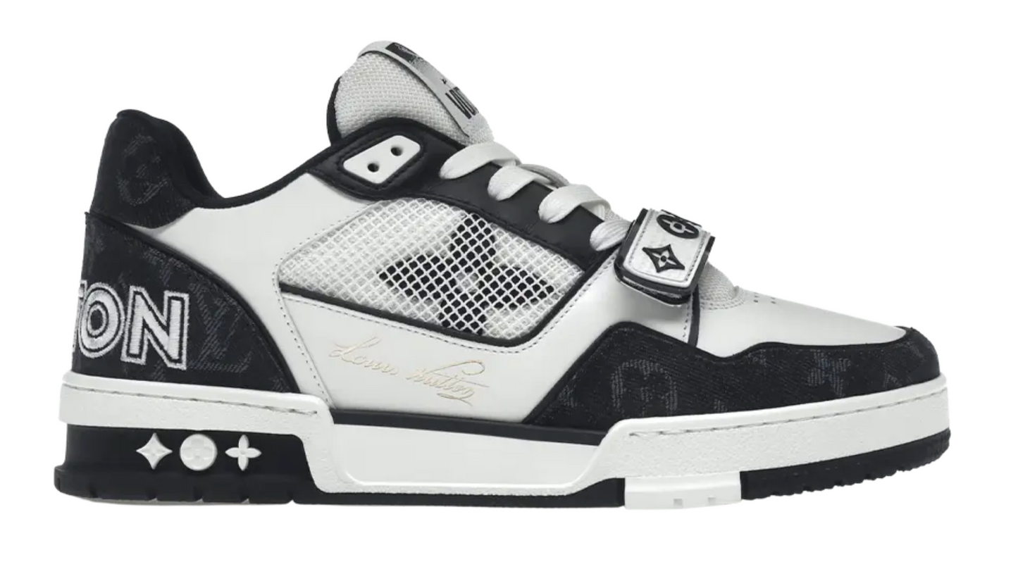 Louis Vuitton LV Trainer Velcro Strap Monogram Denim Black White