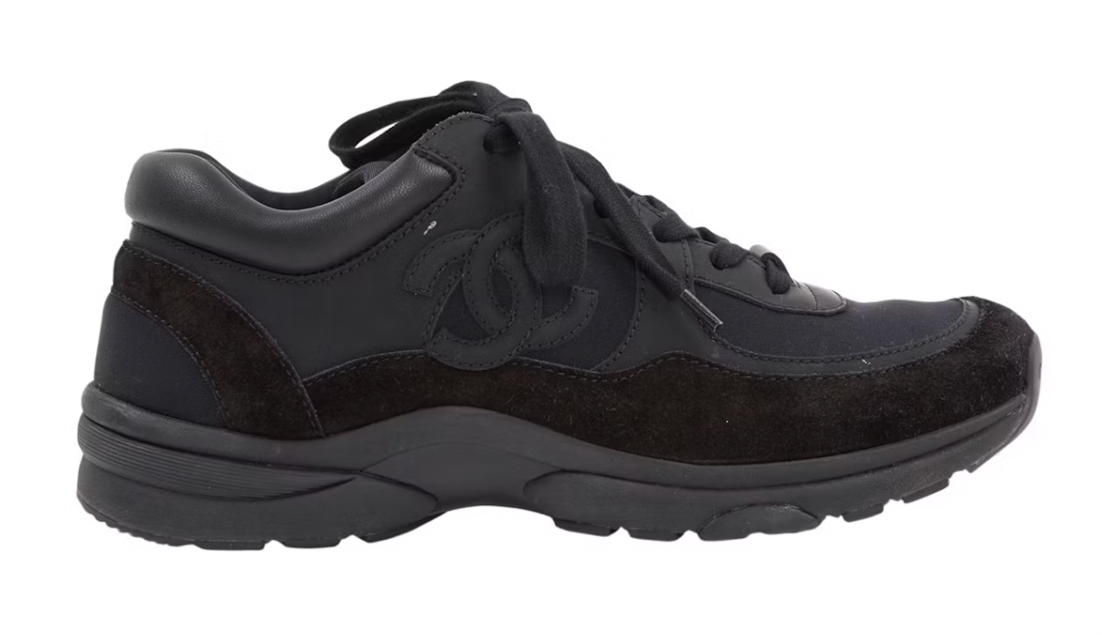Chanel Low Top Trainer CC Triple Black Suede