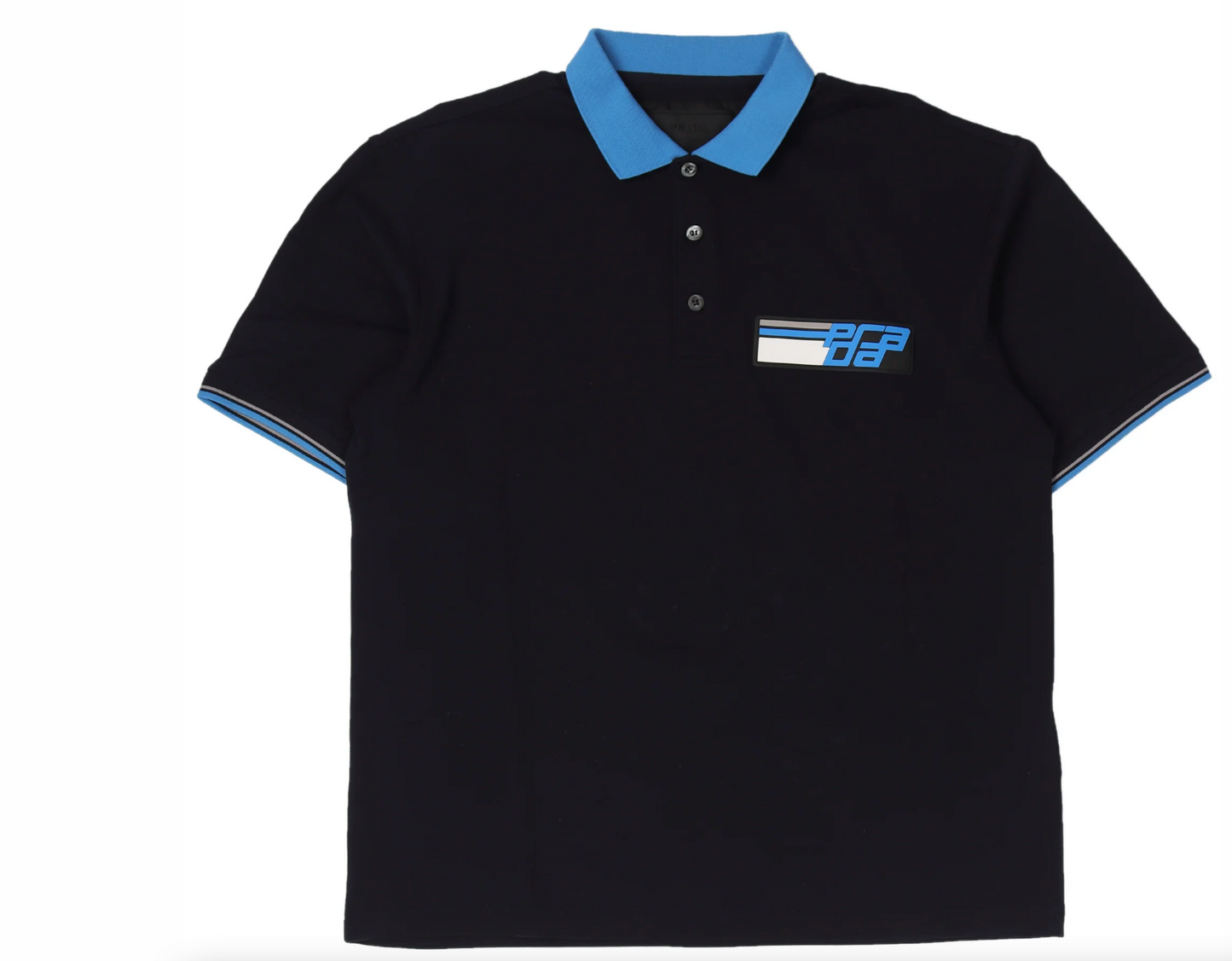 Prada FW18 Rubber Logo Polo Shirt Navy Blue