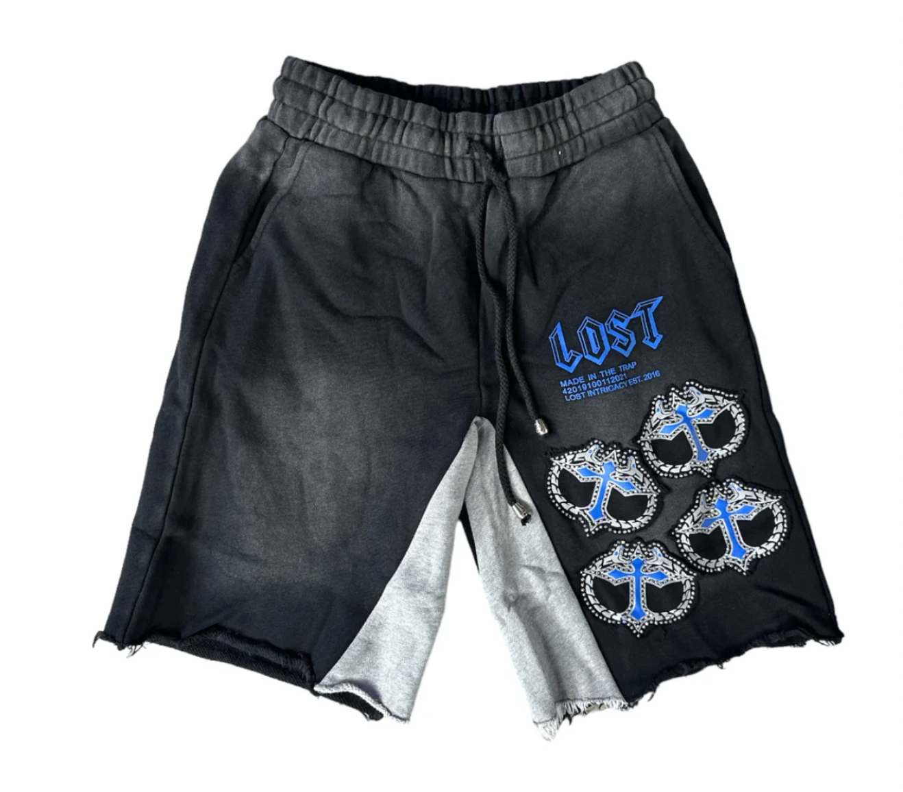 Lost Intricacy Black Blue Mitt Sweat Shorts