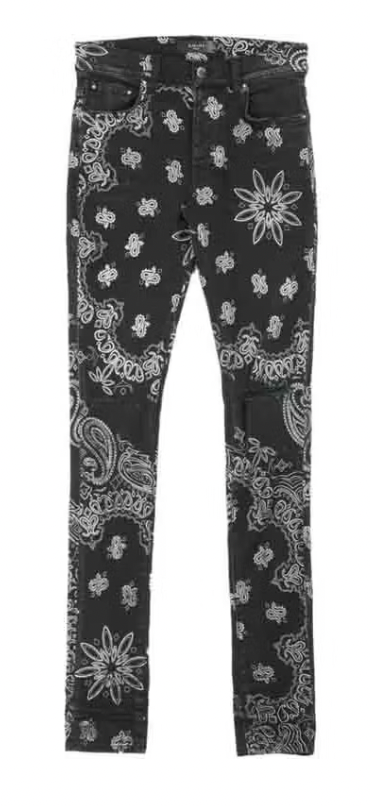 AMIRI Flocked Paisley Bandana Jean Aged Black