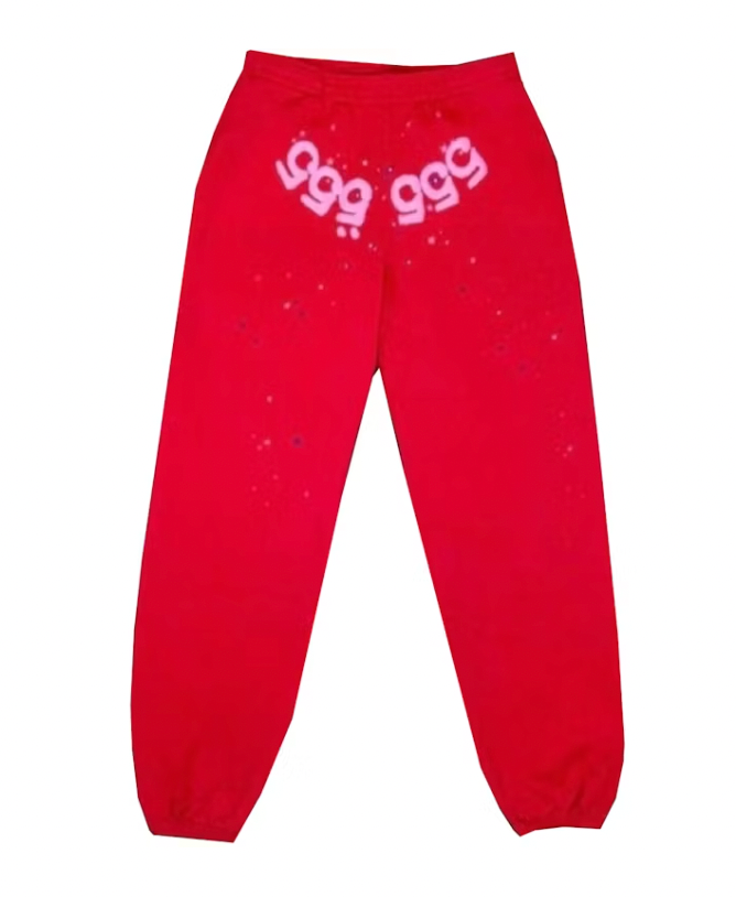 Sp5der Worldwide Red Angel Number 555 Sweatpants Red