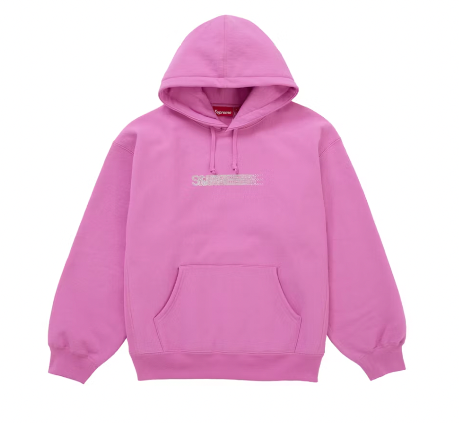Supreme Swarovski Motion Logo Hooded Sweatshirt Pink