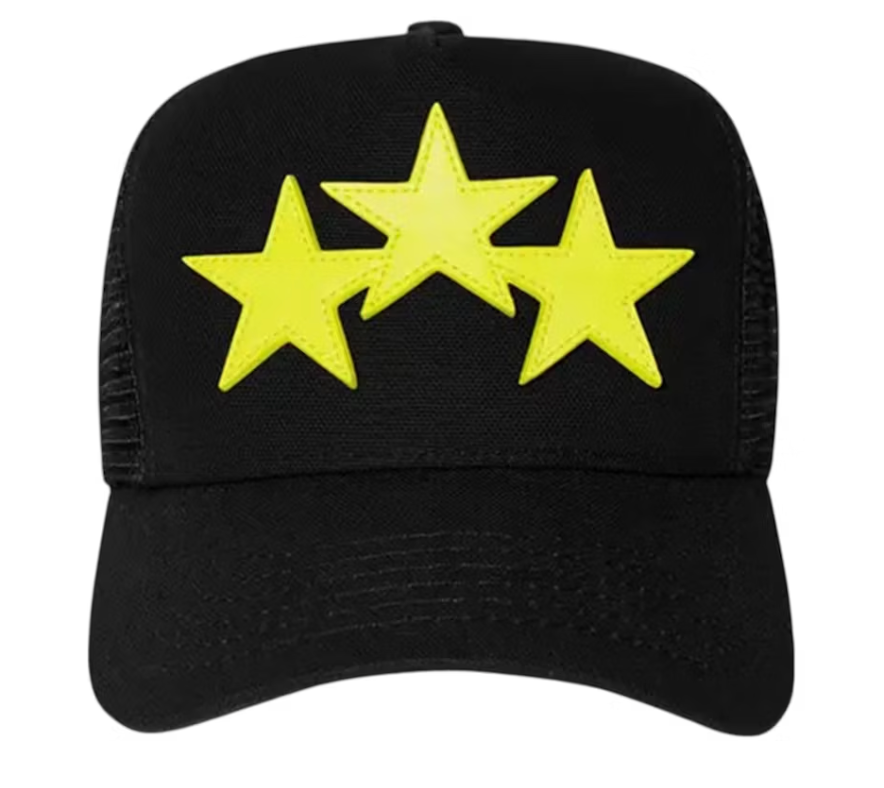 Amiri 3 Star Trucker Hat Black Lime