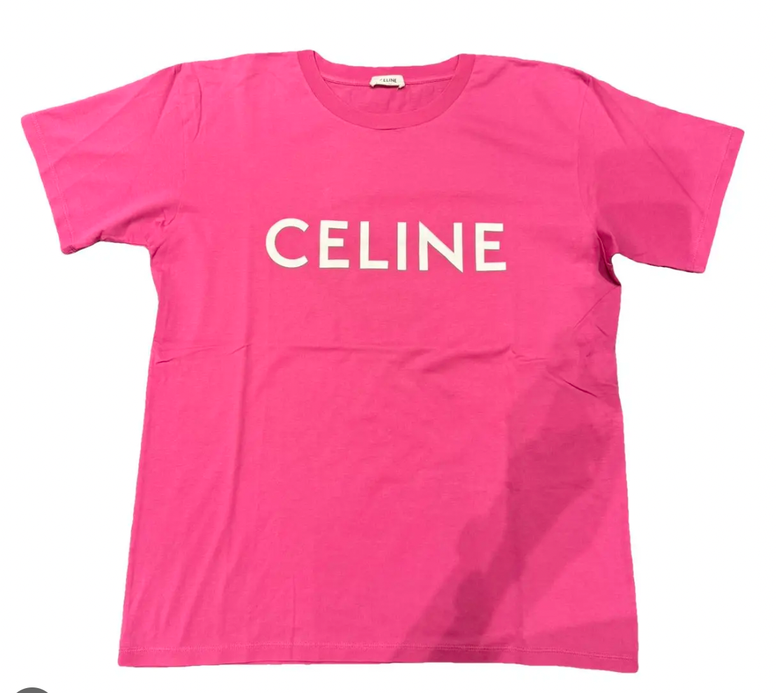 Celine Logo Rosa Talla T-Shirt Pink