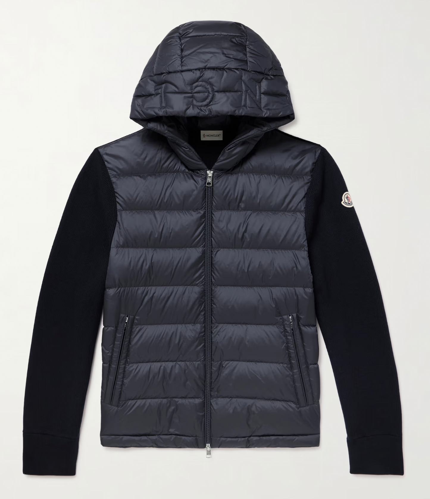 Moncler Logo-Appliquéd Wool-Trimmed Quilted Shell Hooded Down Zip-Up Cardigan